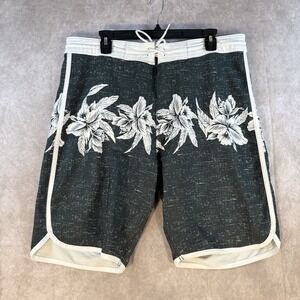 Old Navy California Board Shorts Men 36 Tall Charcoal White Flowers Swimming